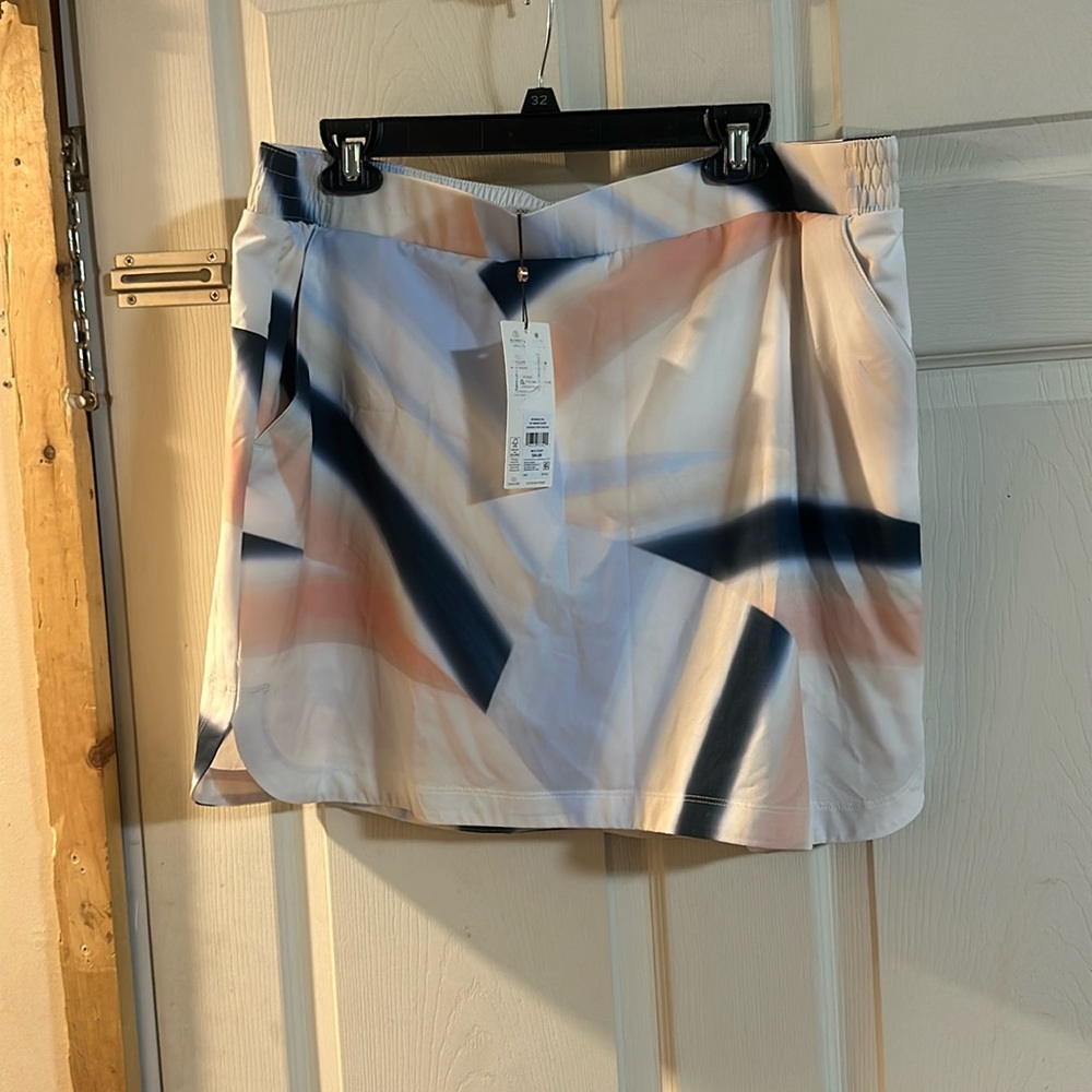 CALIA WOMEN'S 16" BIRDIE SKORT: SEDIMENT STRIPE ARDOSIA PRINT:NEW WITH TAGS: XXL